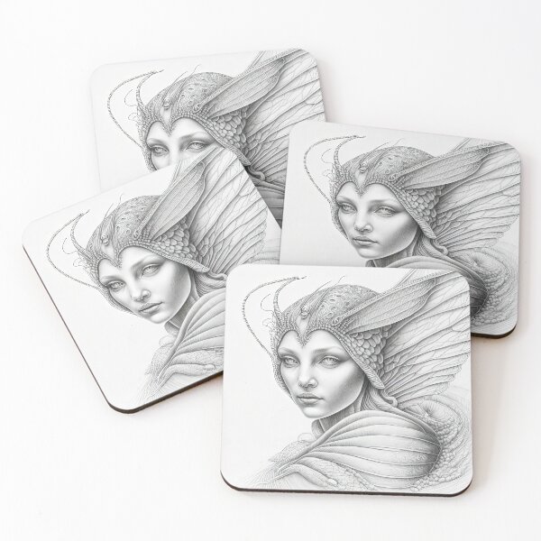 Item preview, Ethereal Mermaid Woman with Ornate Helmet Pencil Art designed and sold by LanaGustavsson.