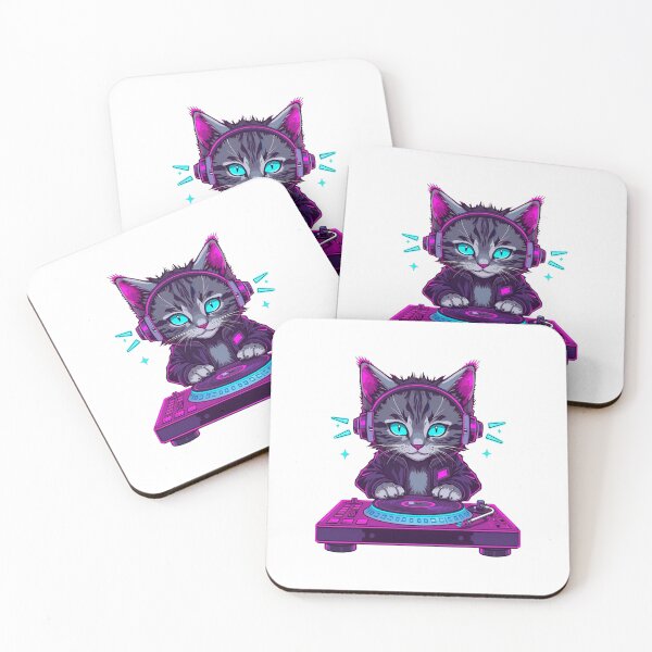 Item preview, Cyberpunk Neon DJ Cat - Groovy Feline Turntablist designed and sold by ArtCustomDesign.