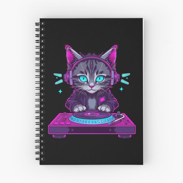 Item preview, Cyberpunk Neon DJ Cat - Groovy Feline Turntablist designed and sold by ArtCustomDesign.