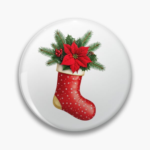 Item preview, Festive Red Christmas Stocking Illustration with Poinsettia, Holly & Greenery | Holiday Decoration Art | Seasonal Clipart designed and sold by PixelVibe782.