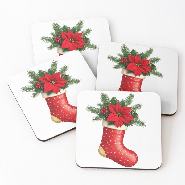 Item preview, Festive Red Christmas Stocking Illustration with Poinsettia, Holly & Greenery | Holiday Decoration Art | Seasonal Clipart designed and sold by PixelVibe782.