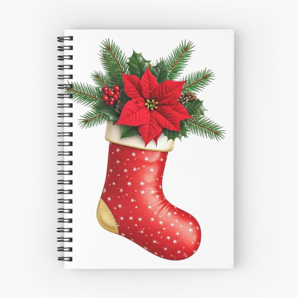 Item preview, Festive Red Christmas Stocking Illustration with Poinsettia, Holly & Greenery | Holiday Decoration Art | Seasonal Clipart designed and sold by PixelVibe782.