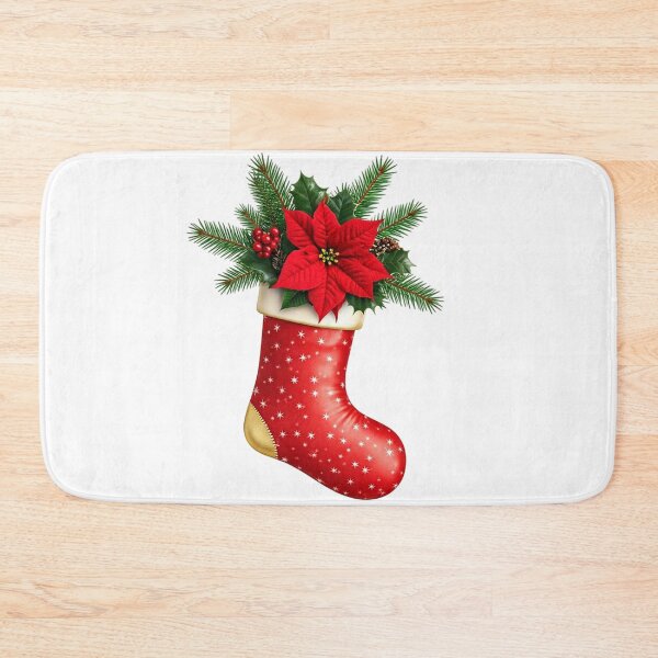 Item preview, Festive Red Christmas Stocking Illustration with Poinsettia, Holly & Greenery | Holiday Decoration Art | Seasonal Clipart designed and sold by PixelVibe782.