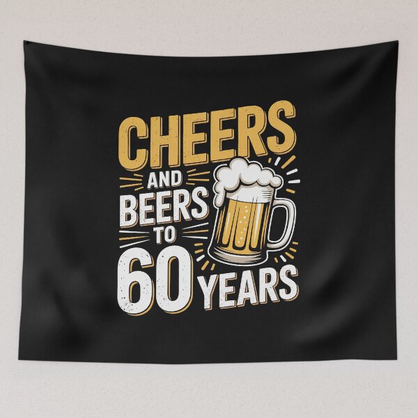 Item preview, Cheers And Beers To 60 Years 60th Birthday Gift, Retro vintage designed and sold by graphic-genie.