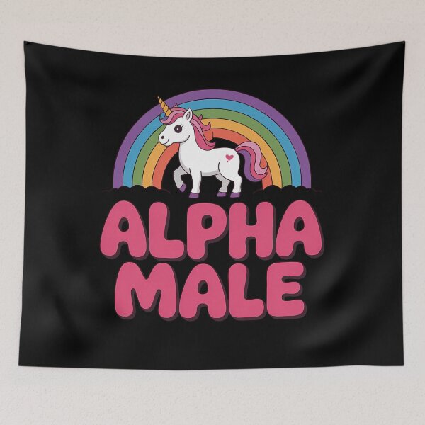 Item preview, Alpha Male Unicorn Funny Sarcastic Ironic Pink Y2K Meme designed and sold by TrinaEspinoza.