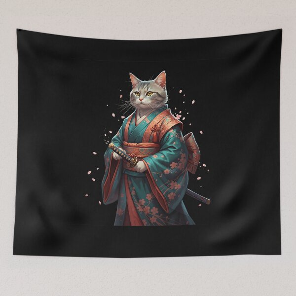 Item preview, Cat Samurai Vintage Ukiyo-E Warrior Art Japanese Anime Manga  designed and sold by merlinnears.