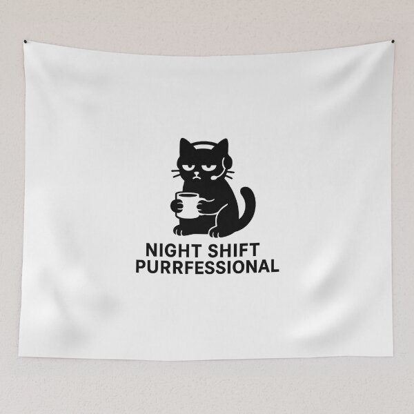 Item preview, Night Shift Purrfessional - Black Cat designed and sold by CraftedHome.