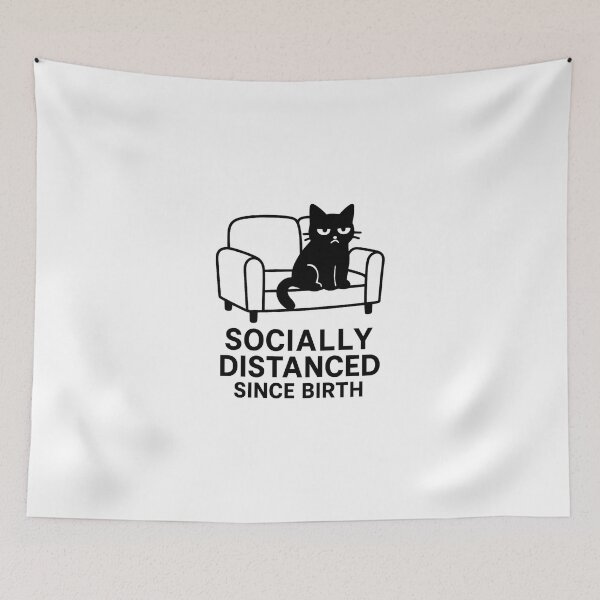 Item preview, Socially Distanced Since Birth - Black Cat designed and sold by CraftedHome.