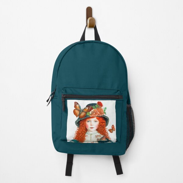 Item preview, Vintage Victorian Red-haired Girl In Big Hat With Butterflies designed and sold by LanaGustavsson.