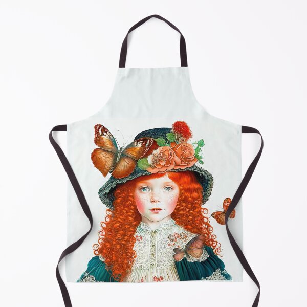 Item preview, Vintage Victorian Red-haired Girl In Big Hat With Butterflies designed and sold by LanaGustavsson.