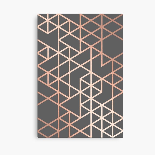 Rose Gold and Gray Geometric Pattern Canvas Print