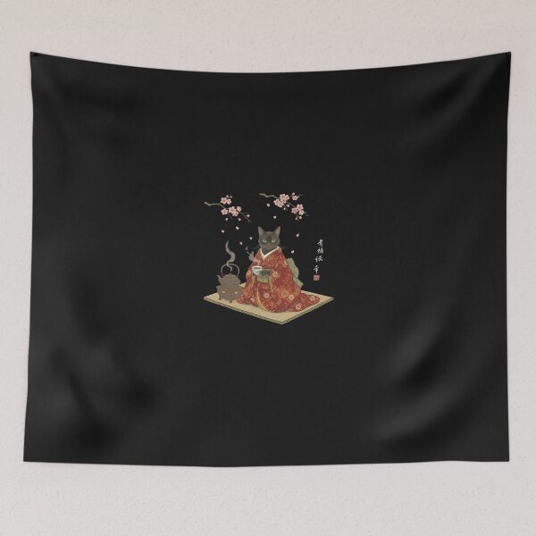 Item preview, Coffee Time With A Black Cat Drinking Coffee Japanese Art designed and sold by grumpzara.