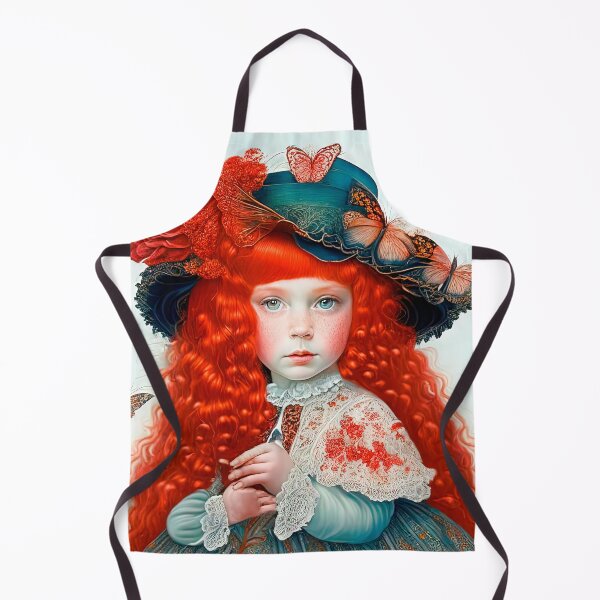 Item preview, Vintage Victorian Red-haired Girl In Big Hat With Butterflies designed and sold by LanaGustavsson.