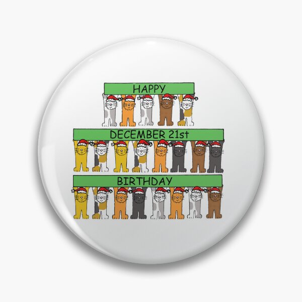 Item preview, December 21st Birthday Cartoon Cats Holding Banners designed and sold by KateTaylor.