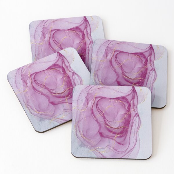 Item preview, Rose Veil — Pink Alcohol Ink Abstract with Gold Accents designed and sold by SutraviaStudio.