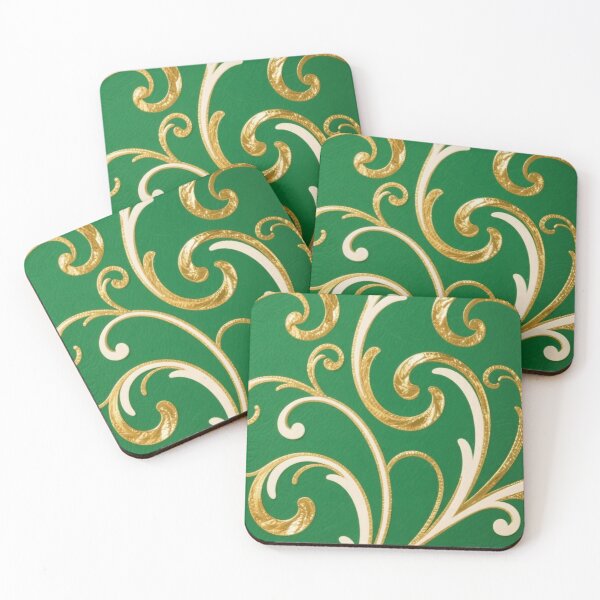 Item preview, Golden Elegance Pattern, Moss Green & Cream Scroll Design designed and sold by auraRM studio.