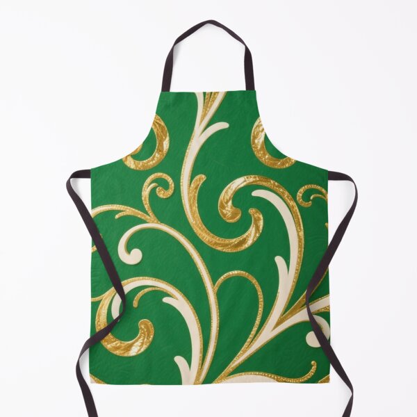 Item preview, Golden Elegance Pattern, Moss Green & Cream Scroll Design designed and sold by auraRM studio.