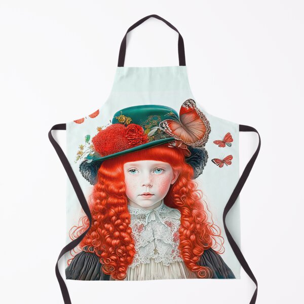 Item preview, Vintage Victorian Red-haired Girl In Big Hat With Butterflies designed and sold by LanaGustavsson.