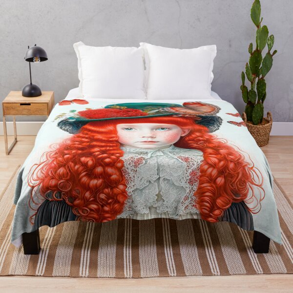 Item preview, Vintage Victorian Red-haired Girl In Big Hat With Butterflies designed and sold by LanaGustavsson.