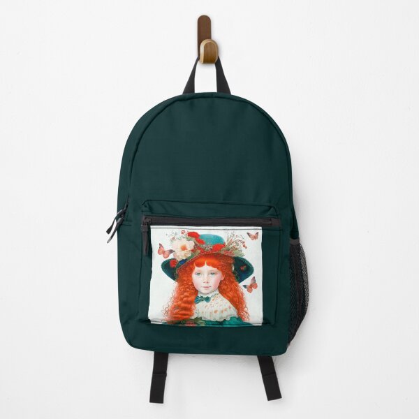 Item preview, Vintage Victorian Red-haired Girl In Big Hat With Butterflies designed and sold by LanaGustavsson.