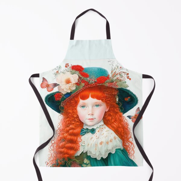 Item preview, Vintage Victorian Red-haired Girl In Big Hat With Butterflies designed and sold by LanaGustavsson.