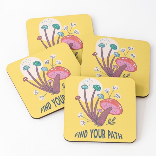 Item preview, Find Your Path Whimsical Mushroom Botanical Inspirational Art designed and sold by anandsiva2703.