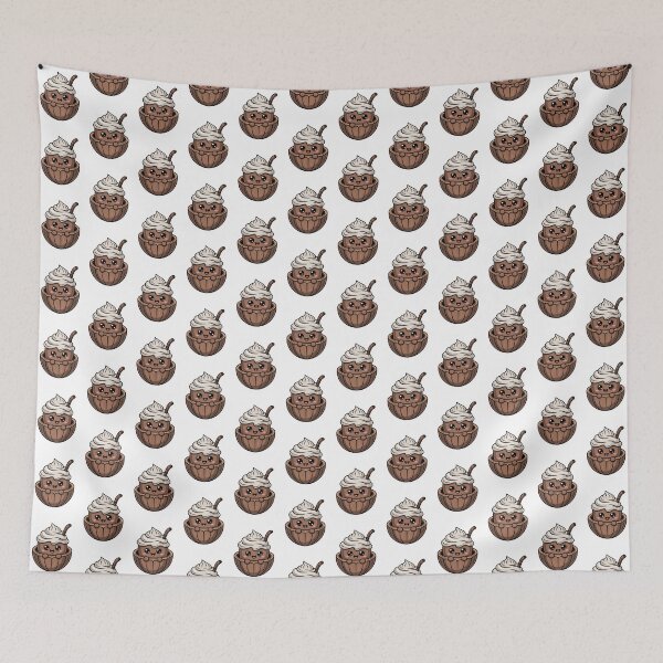 Item preview, Cute Kawaii Chocolate Drink in Coconut Shell Illustration designed and sold by RudArtAI.