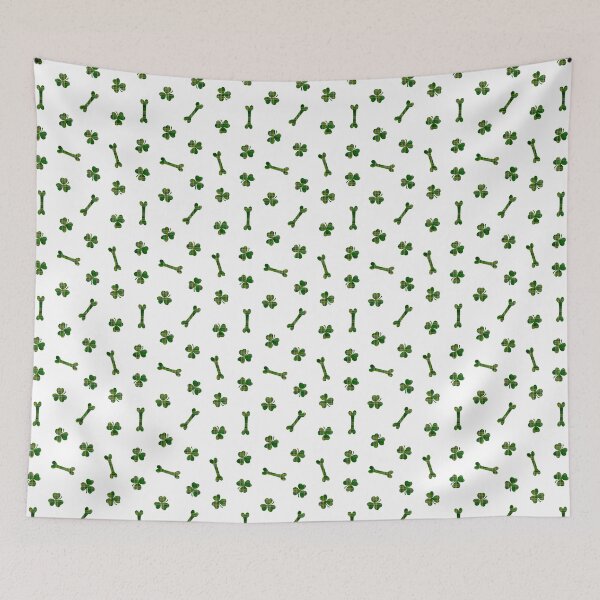 Item preview, Irish St Patricks Day Plaid Shamrocks & Bones on white - for animal lovers designed and sold by piptompatternco.