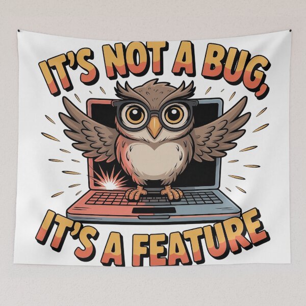 Item preview, Funny Owl Tech T-Shirt – It's Not a Bug It's a Feature designed and sold by ShirtHatch.