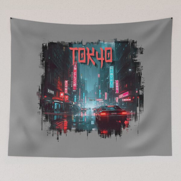 Item preview, Neon Tokyo Cyberpunk Nights Street View designed and sold by ArtCustomDesign.