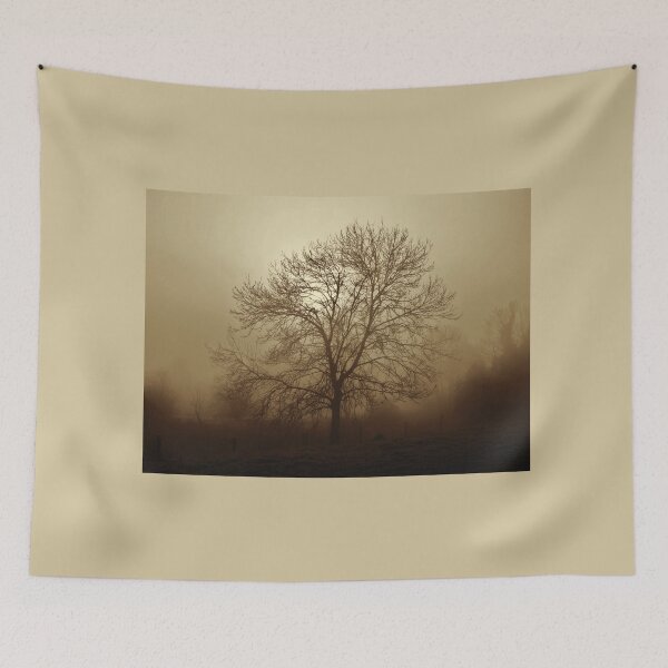 Item preview, Ash tree in fog, Hob Moor, sepia designed and sold by paulboizot.