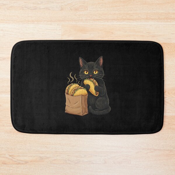 Item preview, Funny Black Cat Eating Tacos Retro Japanese designed and sold by MOHITSALVI.