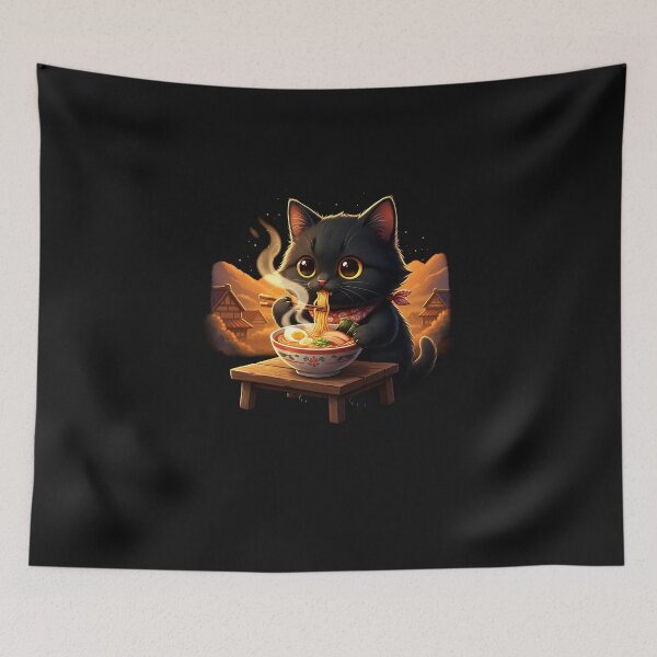 Item preview, Funny Cat Eating Ramen Bowl Japanese Food Art  designed and sold by MOHITSALVI.