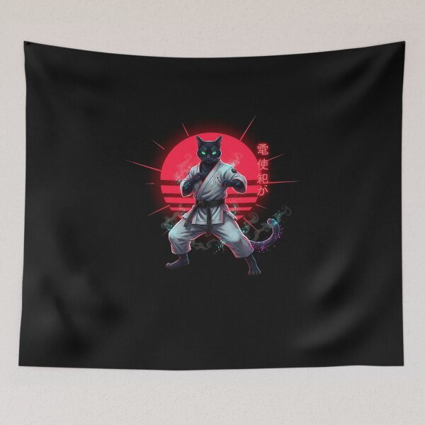 Item preview, Funny Cat Judo Karate Jiu Jitsu With Japanese Flag Vintage  designed and sold by MOHITSALVI.