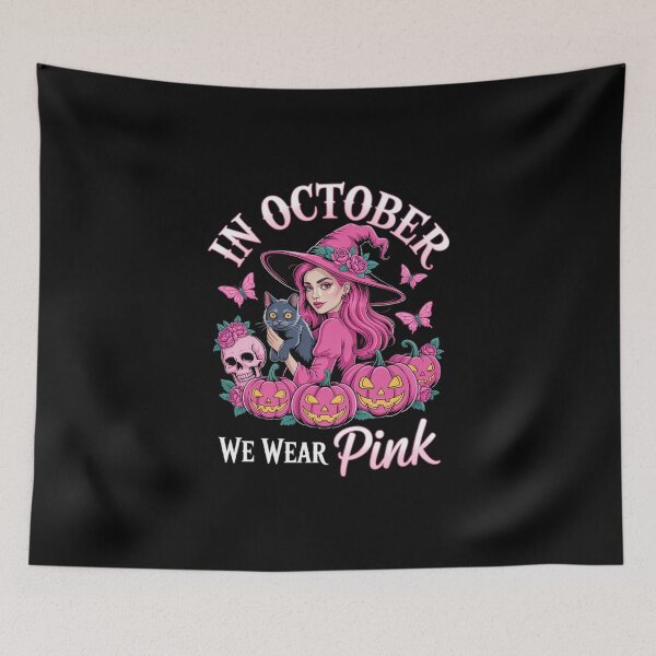 Item preview, Breast Cancer Witches in October We Wear Pink Autumn Fall designed and sold by KingsLife1994.