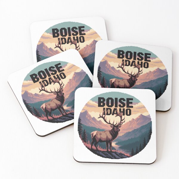 Item preview, Boise Idaho Retro Pixel Elk – Mountain Sunset Design designed and sold by CircinusStore.