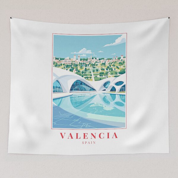 Item preview, Valencia Spain Illustration – City of Arts and Sciences, Reflective Pools & Cultural Skyline designed and sold by MapMyMiles.