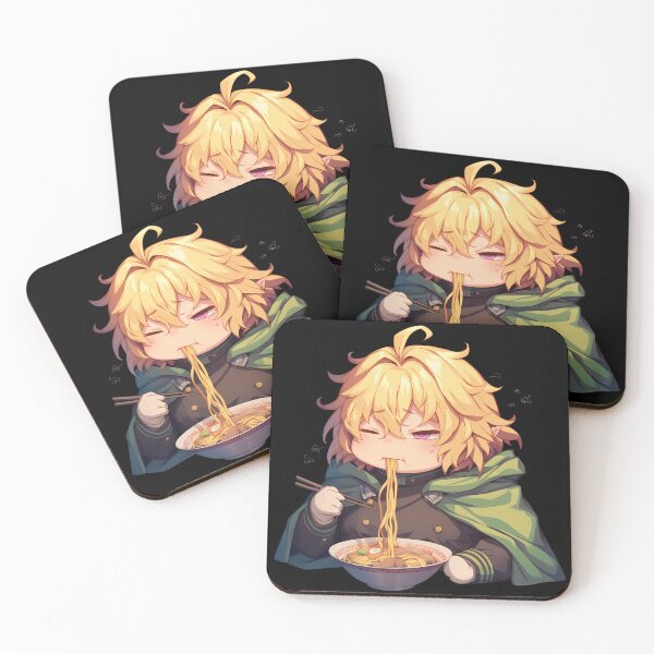 Item preview, Mikaela Hyakuya Seraph of the End Chibi Boy Relaxing with Kawaii Ramen Anime designed and sold by Raslbazola.