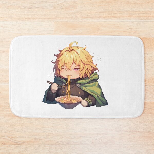 Item preview, Mikaela Hyakuya Seraph of the End Chibi Boy Relaxing with Kawaii Ramen Anime designed and sold by Raslbazola.