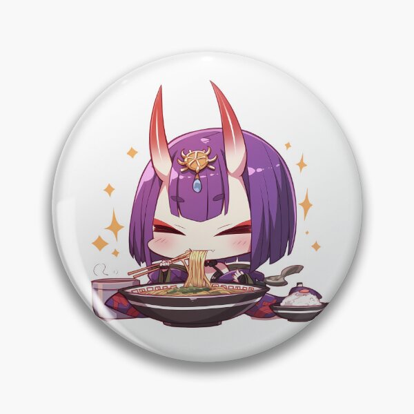 Item preview, Assassin Shuten Douji Chibi Oni Anime Girl Eating Ramen Happily from Fate Grand Order designed and sold by Raslbazola.