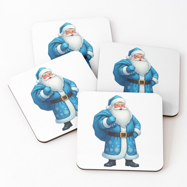 Item preview, Blue Santa Claus Illustration with Gifts Sack, Snowflake Coat & White Fur Trim | Cheerful Christmas Art designed and sold by PixelVibe782.