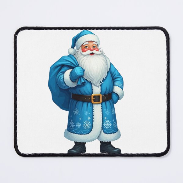 Item preview, Blue Santa Claus Illustration with Gifts Sack, Snowflake Coat & White Fur Trim | Cheerful Christmas Art designed and sold by PixelVibe782.
