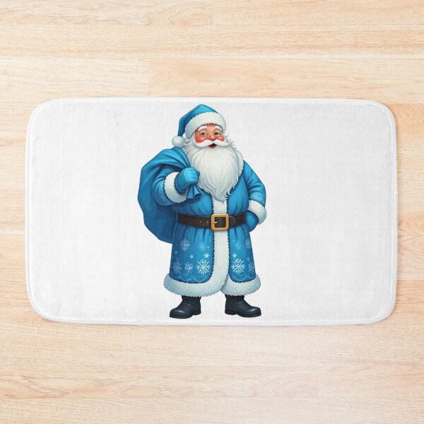 Item preview, Blue Santa Claus Illustration with Gifts Sack, Snowflake Coat & White Fur Trim | Cheerful Christmas Art designed and sold by PixelVibe782.