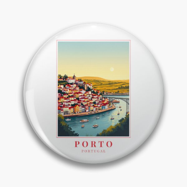 Artikelvorschau, Illustration von Porto Portugal – Ribeira-Straßen, Brücke Dom Luís I und Stadtbild am Flussufer entworfen und verkauft von MapMyMiles.