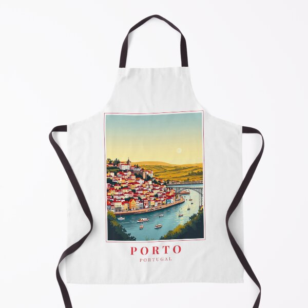 Artikelvorschau, Illustration von Porto Portugal – Ribeira-Straßen, Brücke Dom Luís I und Stadtbild am Flussufer entworfen und verkauft von MapMyMiles.