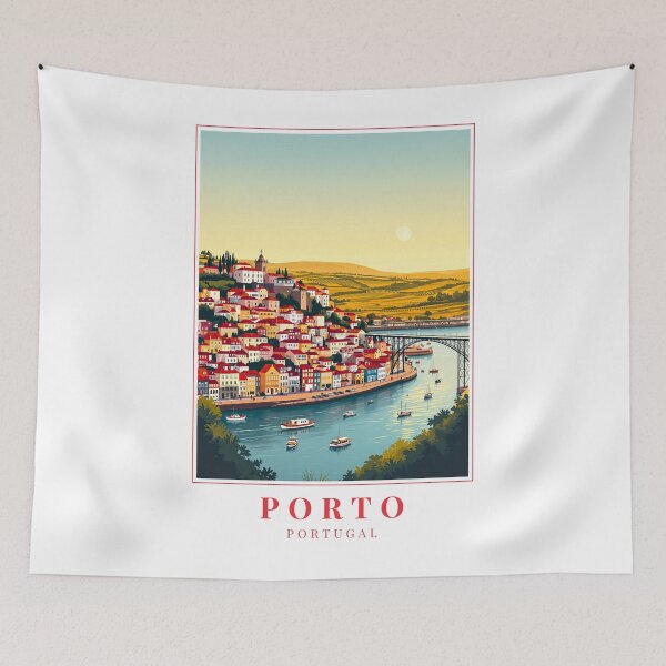 Item preview, Porto Portugal Illustration – Ribeira Streets, Dom Luís I Bridge & Riverfront Cityscape designed and sold by MapMyMiles.