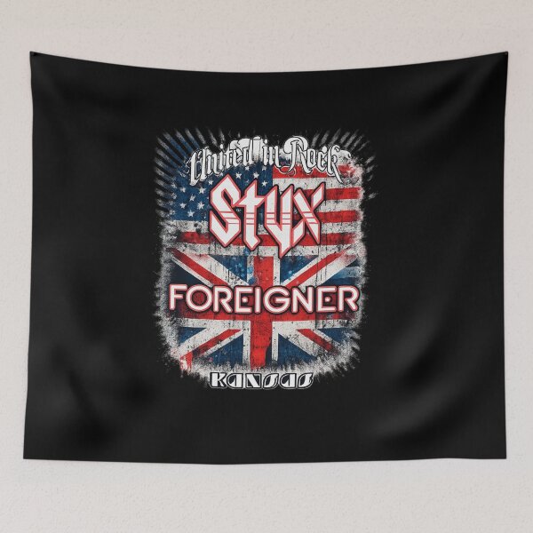 Item preview, United in Rock – Styx Foreigner Kansas (Split Flags) designed and sold by ketttitisandnon.