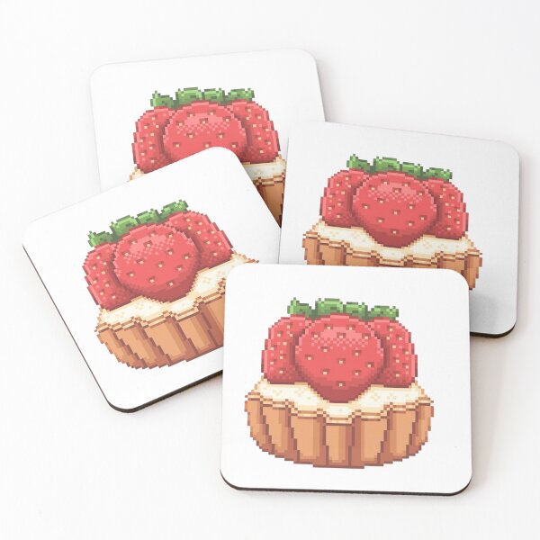 Item preview, Cute strawberry pixel tartlet designed and sold by croissantback.