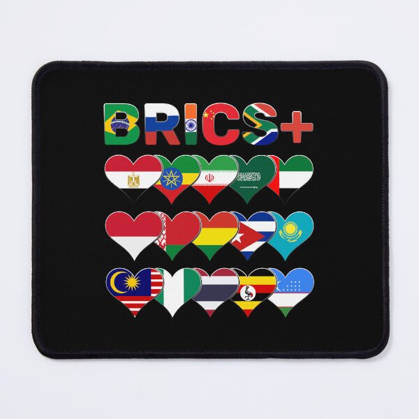 Item preview, BRICS Plus Letters and Hearts Flags Design designed and sold by venomousvector.