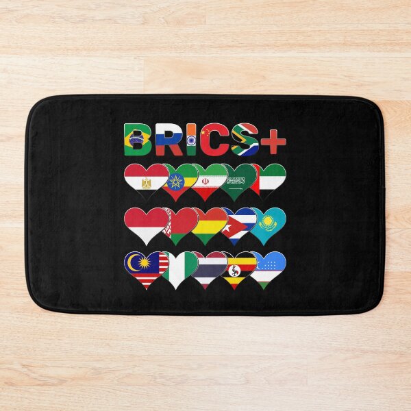 Item preview, BRICS Plus Letters and Hearts Flags Design designed and sold by venomousvector.